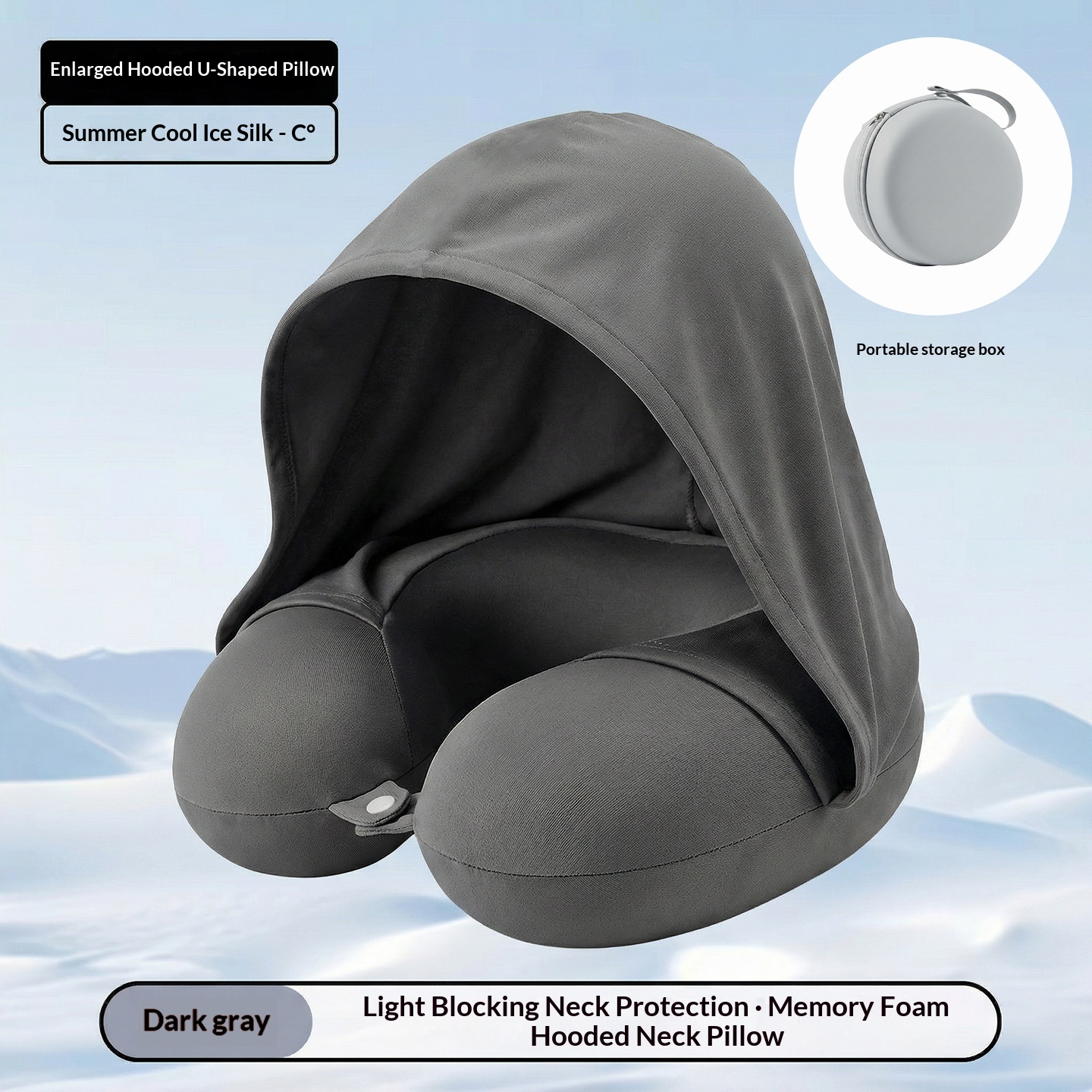 Memory Foam U Shaped Neck | Pillow Hooded Travel Support Cushion Adult Kids