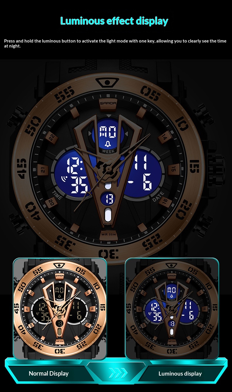 Sanda 6105 Youth Dual-Display Watch For Men