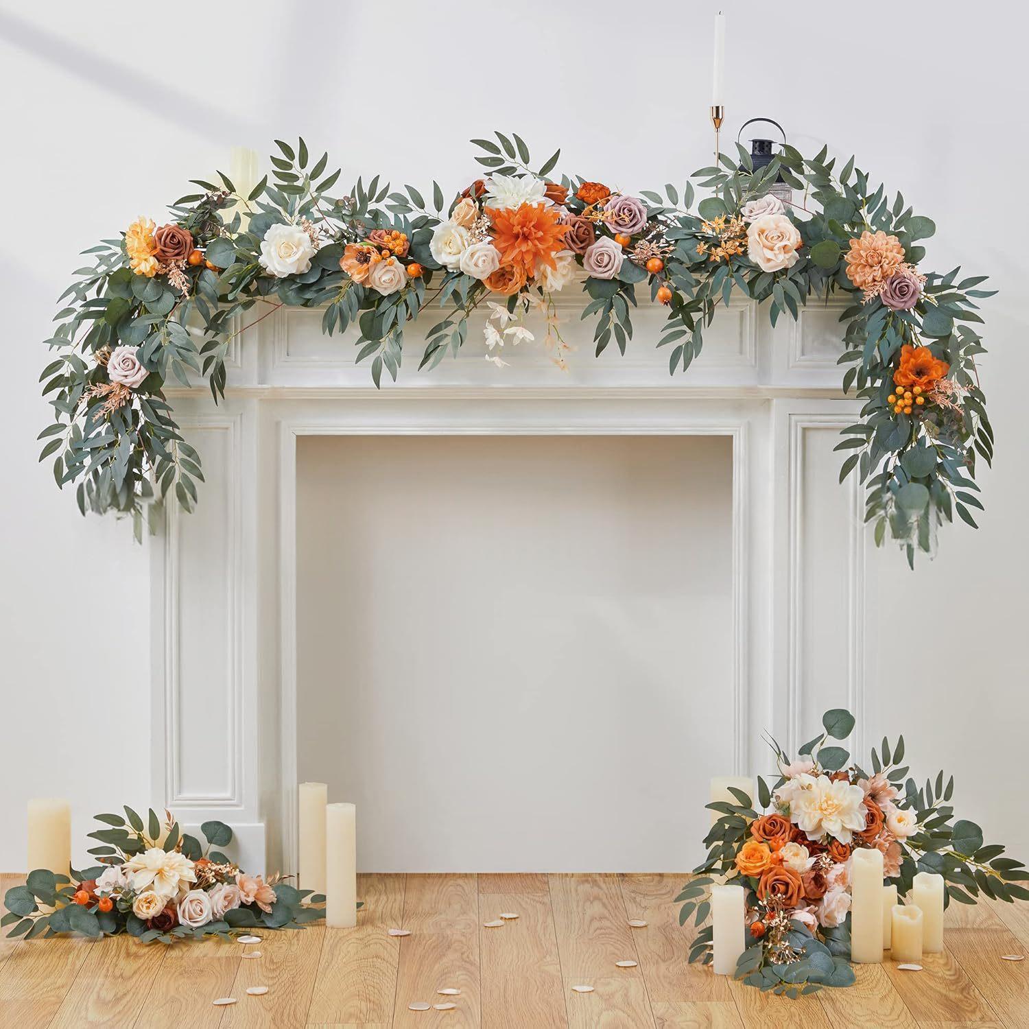 Eucalyptus Rose And Eucalyptus Flower Table And Chair Decoration Rattan
