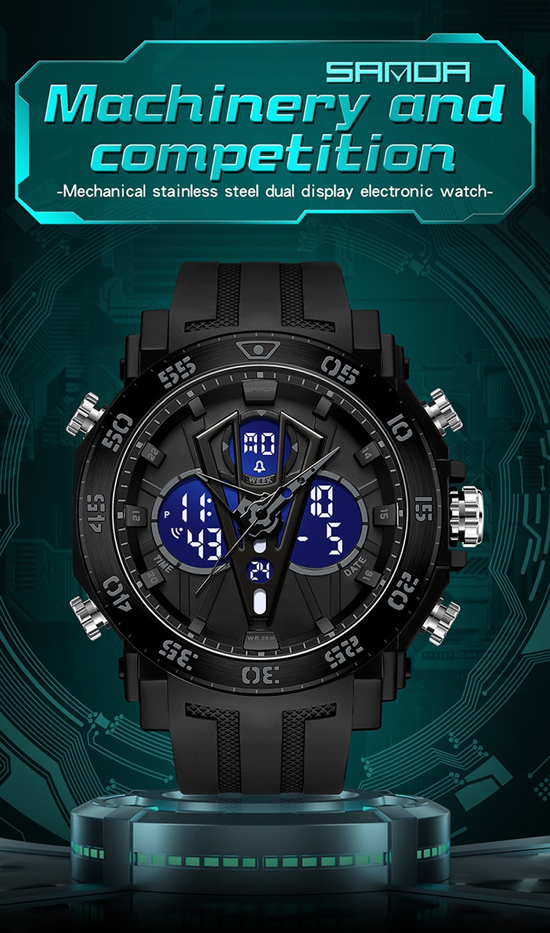 Sanda 6105 Youth Dual-Display Watch For Men