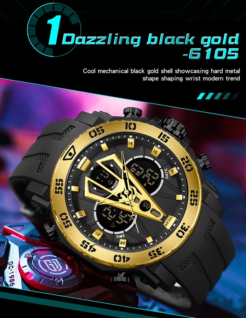 Sanda 6105 Youth Dual-Display Watch For Men