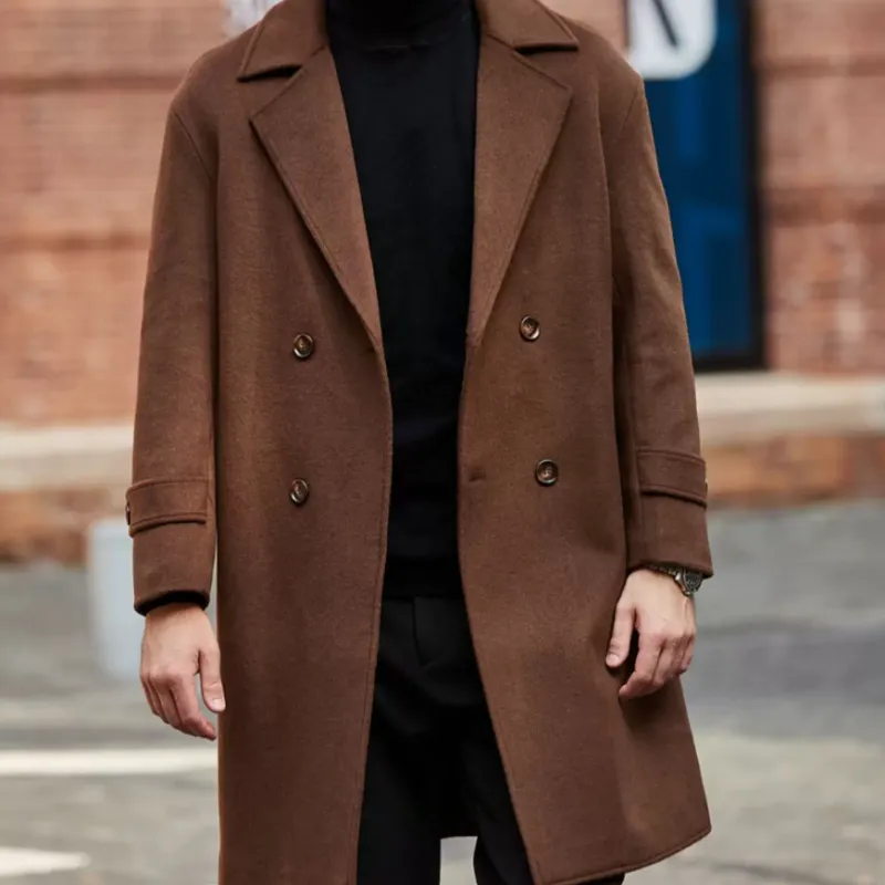 Dropped-shoulder Relaxed-fit Wool Trench Coat