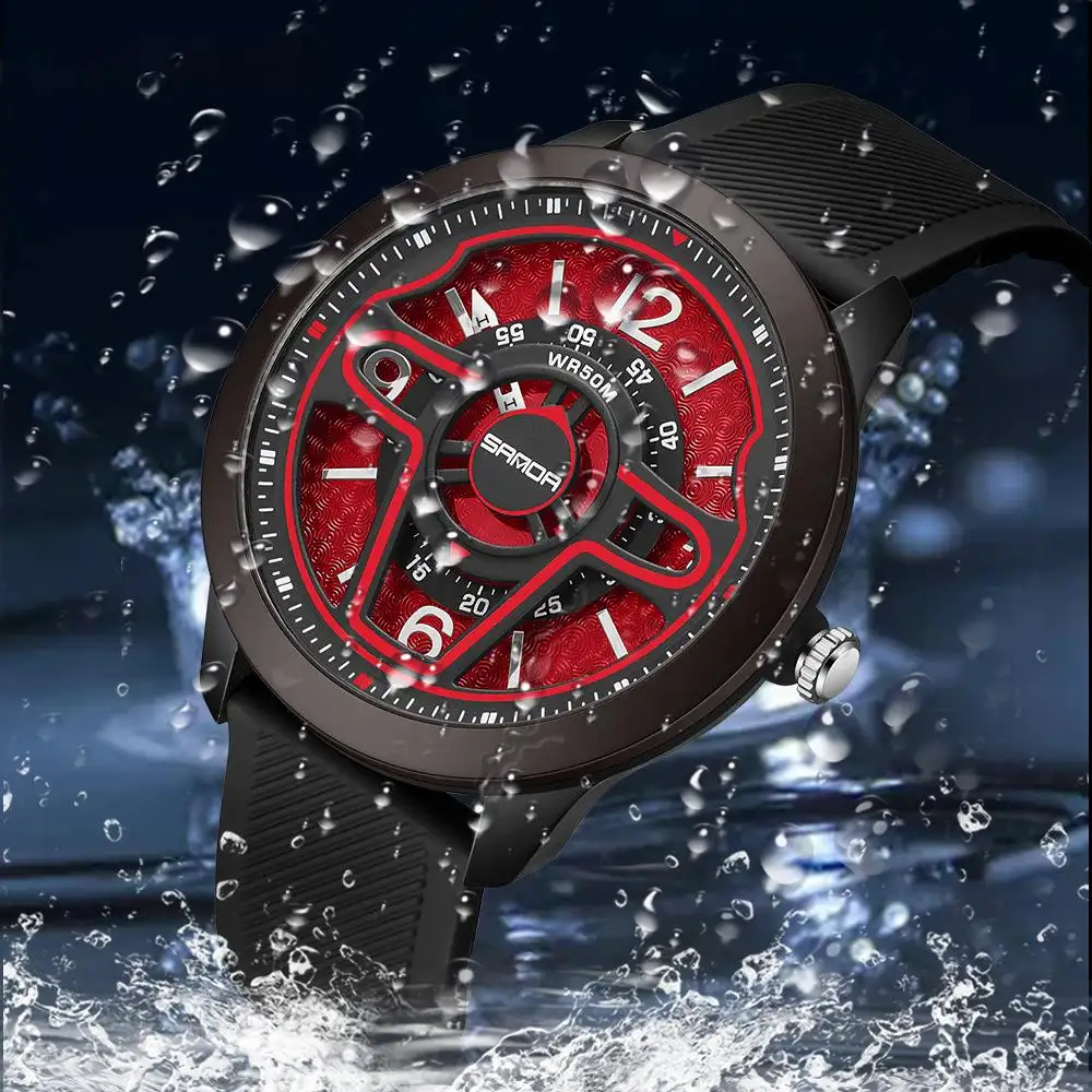 Creative Steering Wheel 3D Hollow-Out Electronic Watch