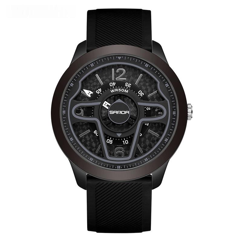 Creative Steering Wheel 3D Hollow-Out Electronic Watch