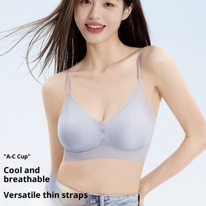 Milky Skin Lingerie Womens Shimmering Thin-strap Seamless Bra