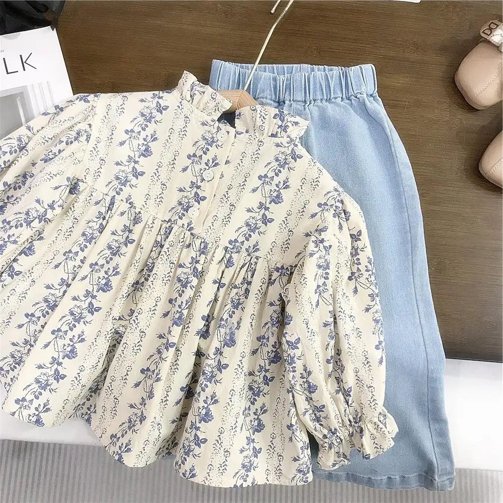 Korean Childrens Clothing Floral-print Blouse