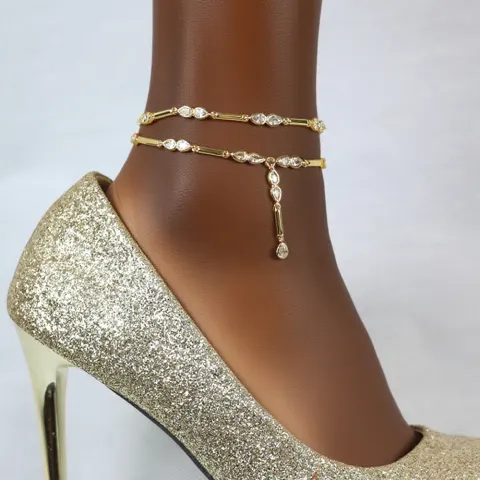 New -style Water-drop Zircon Anklet Niche Fashion