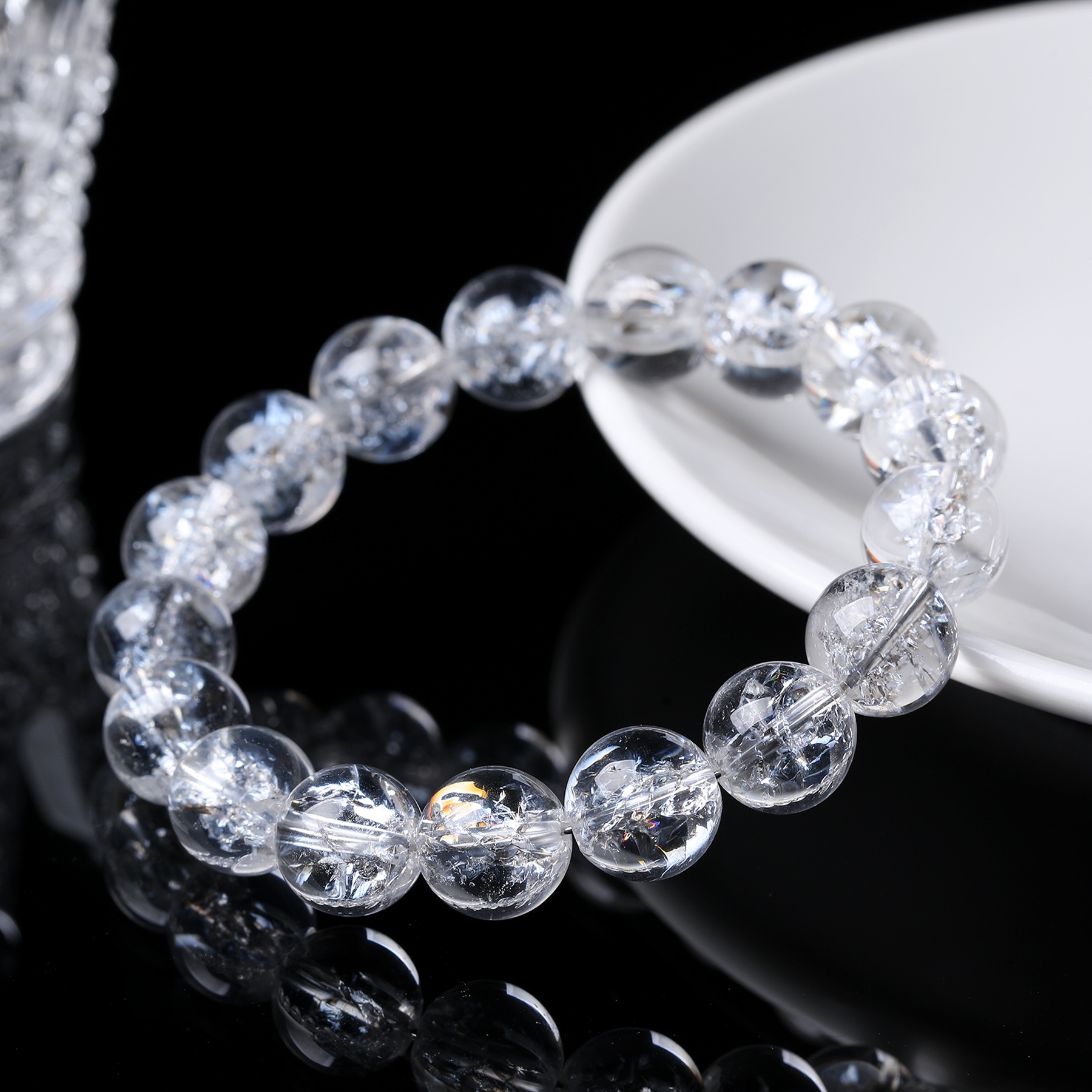Natural Himalayan White Crystal Bead Bracelet