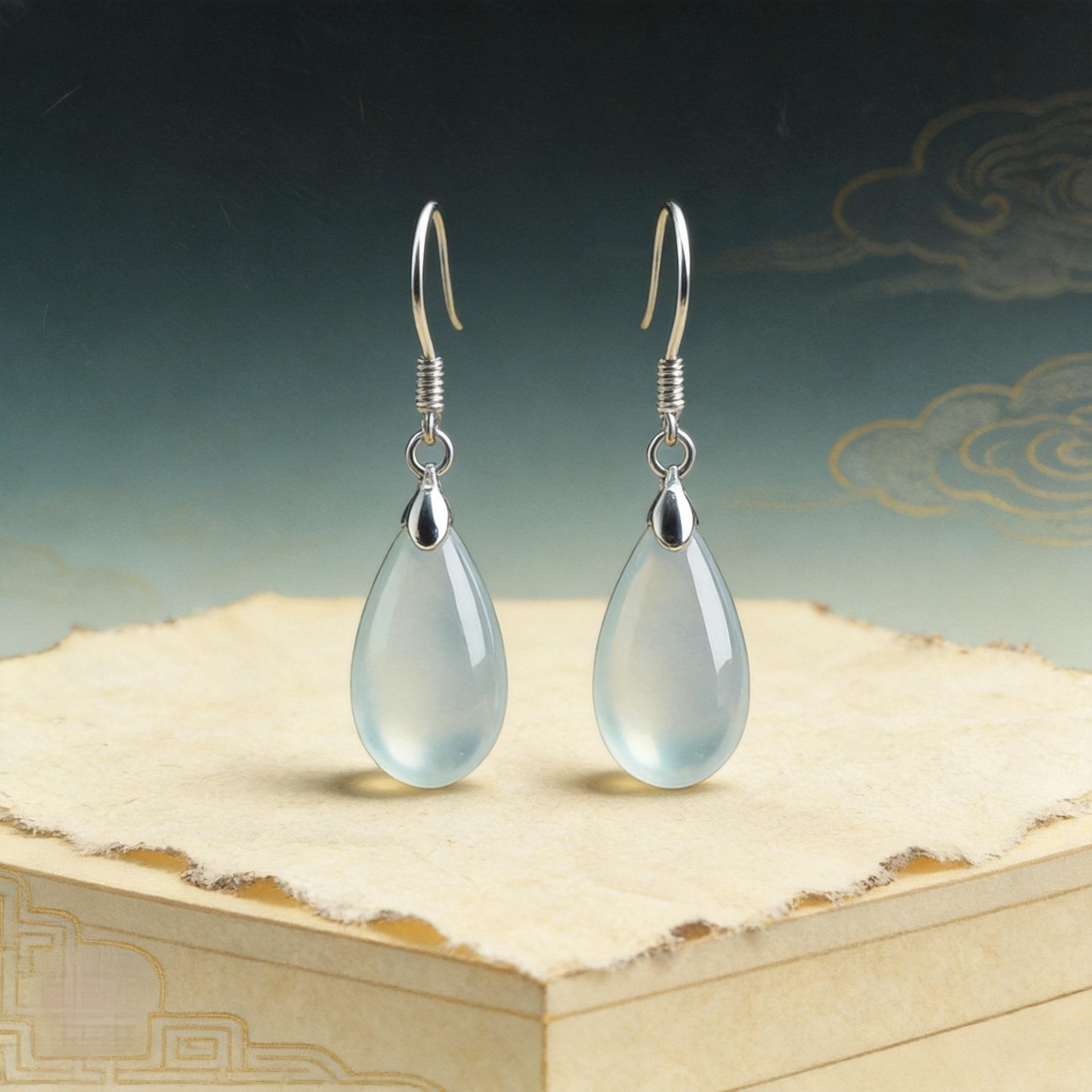 Waterdrop-designed Long Earrings Elegant And In A New Chinese Style