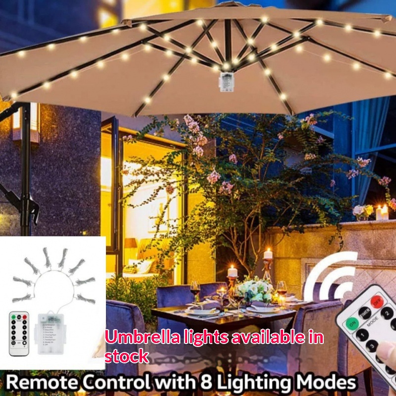 Guirlandes lumineuses d'extérieur pour parapluie, bandes lumineuses pour parasol