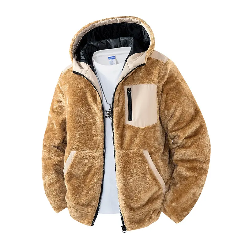 Mens Hooded Cotton-padded Coat Thick And Warm