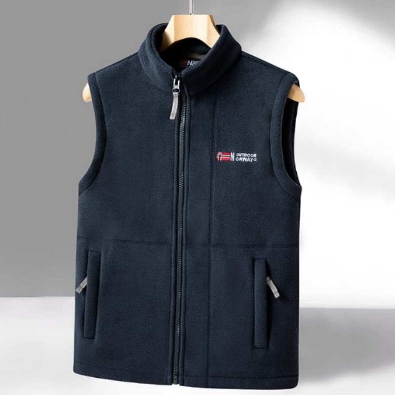 Thickened Fleece Stand-collar Embroidered Casual Vest — image 1