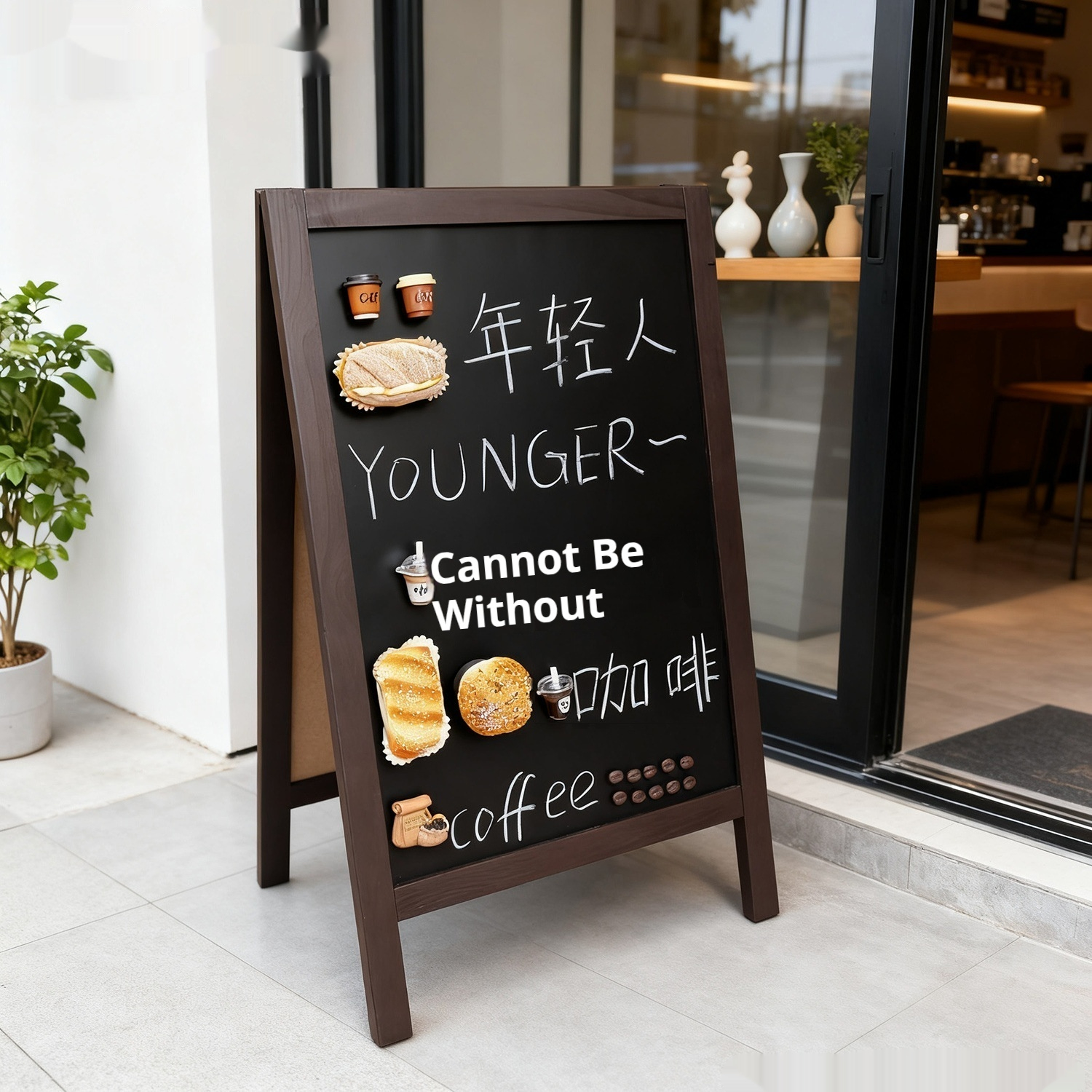 Magnetic Solid Wood Vertical Blackboard Shop Welcome Menu Billboard