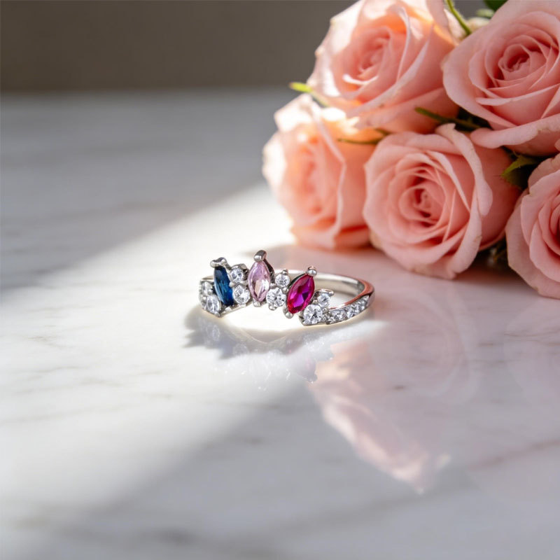 Personalized Zircon Curved Ring