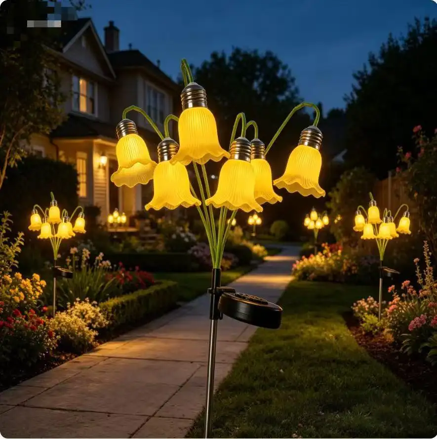 Artificial Flower Solar-powered LED Fiber-optic Ground Lamp