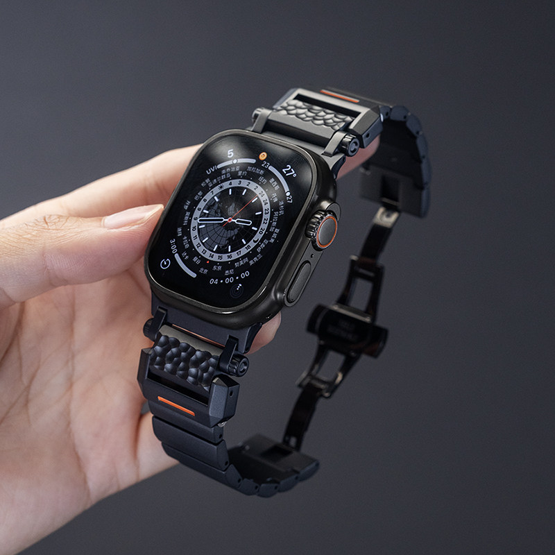 Meteorite Hammered Titanium Metal Watch Strap