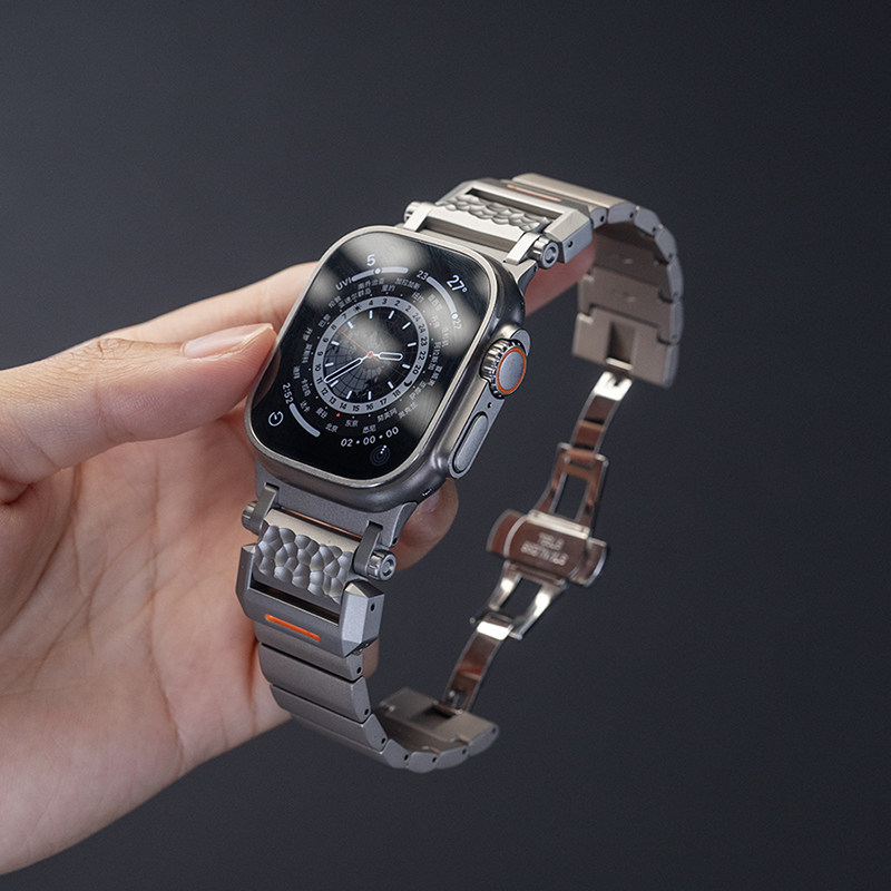 Meteorite Hammered Titanium Metal Watch Strap