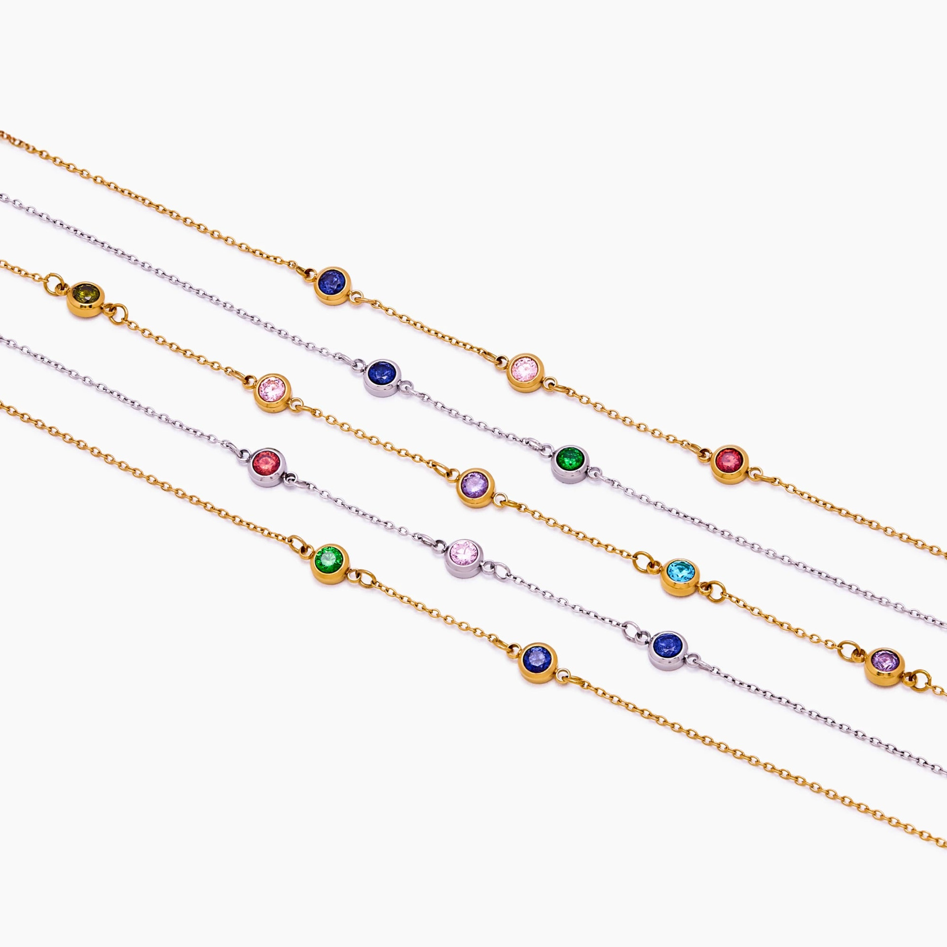 Stainless Steel Custom Birthstone Necklace December Personalized Style