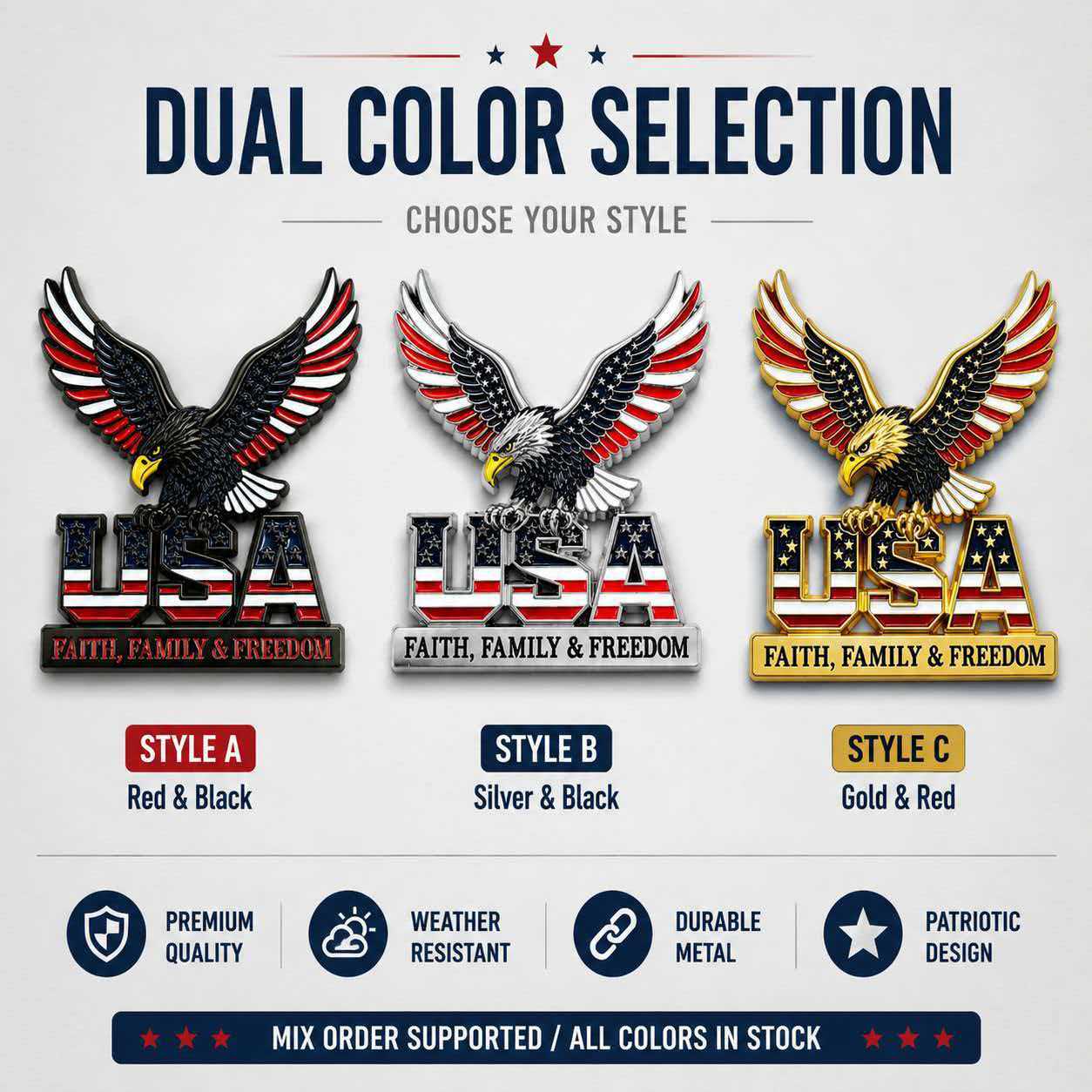 Metal Bald Eagle Car Emblem Sticker