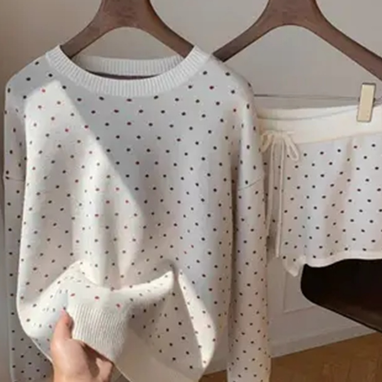 Striped Casual Knitted Two-piece Sweater Suit