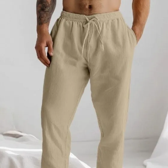Mens Loose Comfortable And Breathable Straight-leg Trousers