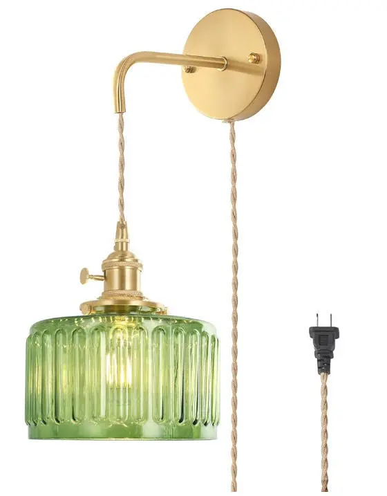 Brass Glass Wall Lamp Simple Bedroom