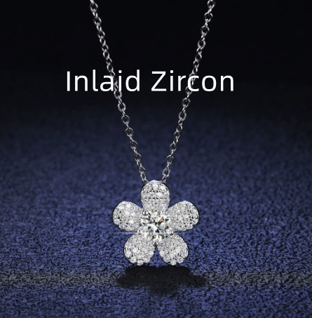 Collier ras-de-cou en argent massif 925 avec pendentif moissanite 1 carat