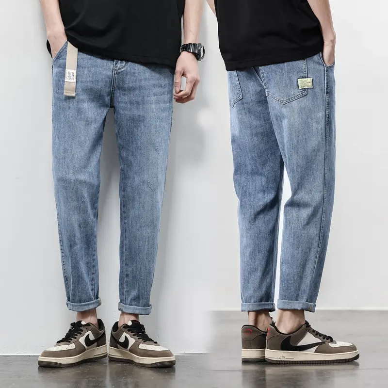 Thin Denim Jeans Mens Loose Straight-leg Fit