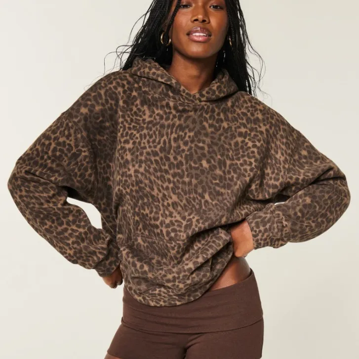 Leopard-print Hooded Sweatshirt For Women