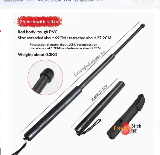 PVC Plastic Self-defense Three-section Car Broken Window Stretchable Baton