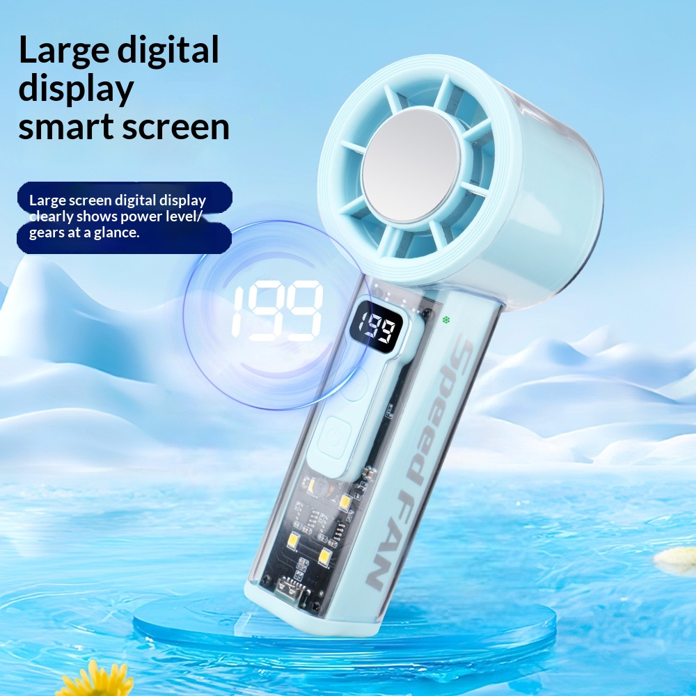 High-Speed Handheld Mini Fan With Digital Display Ice-Cooling Portable For Outdoor And Desk Use