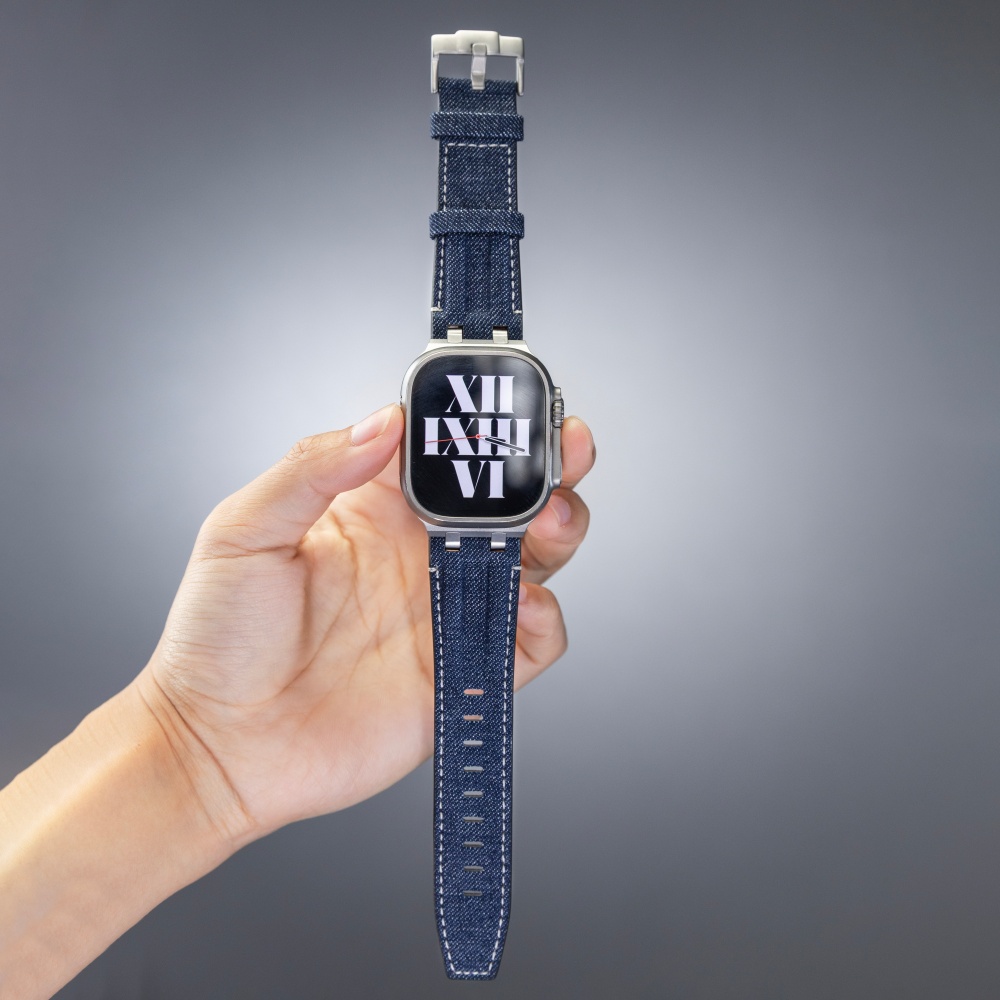 Leather On The Back Of The Denim Watch Strap