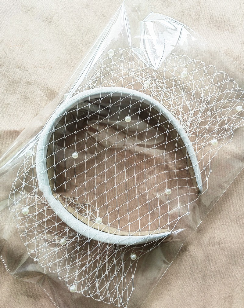 European And American Retro Round Pearl Veil Hairband