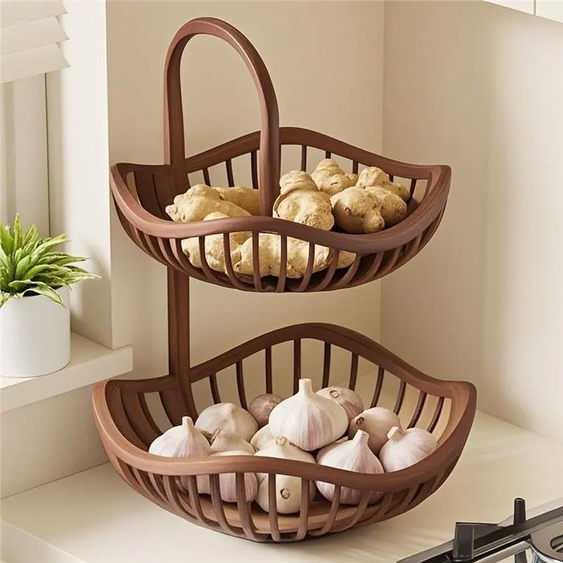 Kitchen Onion Ginger And Garlic Basket Double-layer