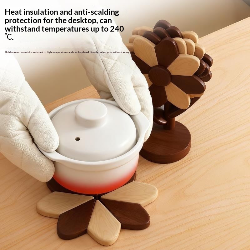 Heat- And Insulation-resistant Sunflower-patterned Household Decorative Folding Coaster