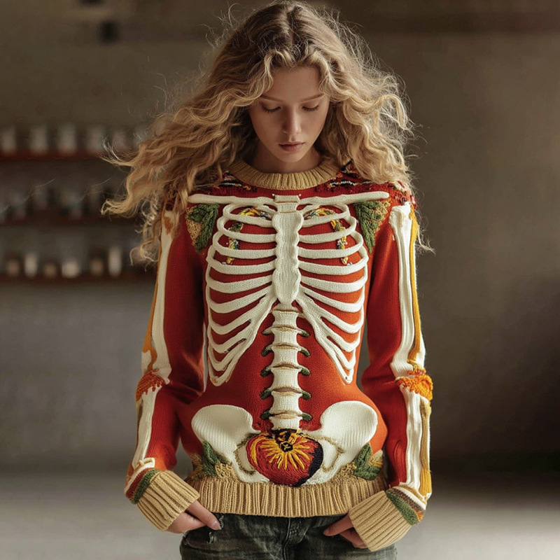 Digital-print Crew-neck Loose-fit Sweater