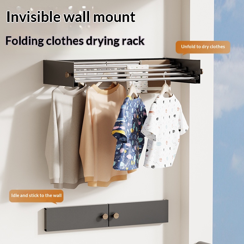 Balcony Invisible Folding Drying Rack Home Indoor Clothes Hanger