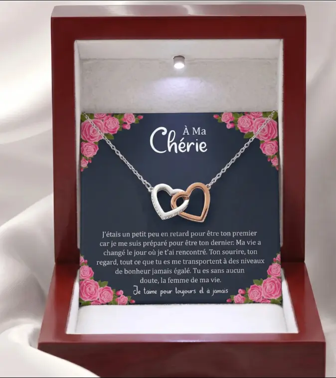 Double Heart Necklace Personalized Design Two-color Peach