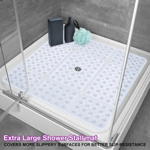 Square Bathroom Mat Non-slip Rug Toilet Suction-cup Foot Pad