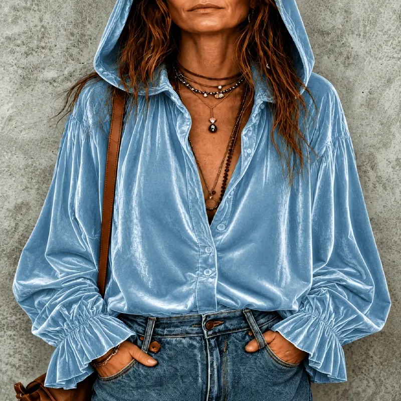 Loose Drawstring Hooded Sweatshirt