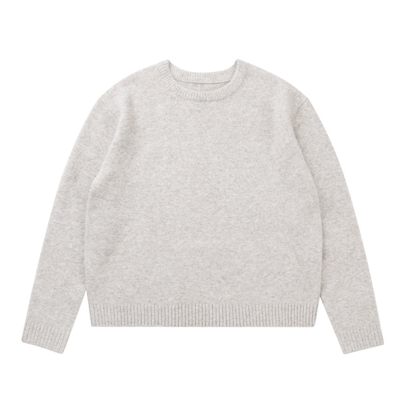Stuffed Cotton Crewneck Wool Knit Sweater For Commuting