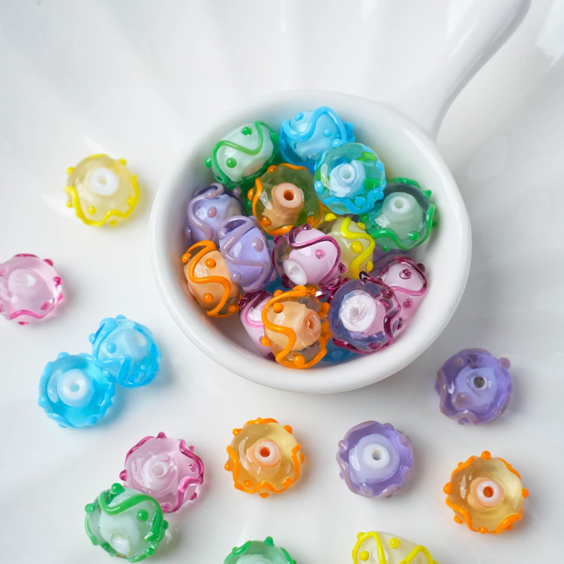 Glass Polka-Dot Wheel Bead, picture 4 of 7