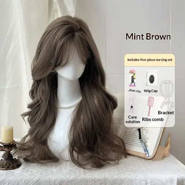 High-end Chic Large-curl Bob With A Few-strand Fringefaux Hairpiece