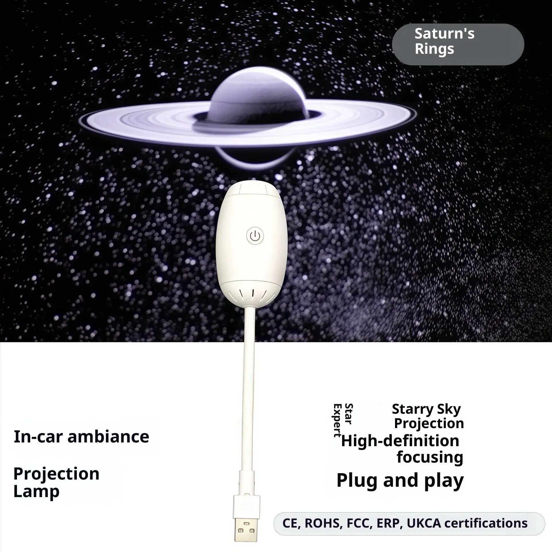 Car Projection Lamp Starry Usb Starry Sky Ambience Light
