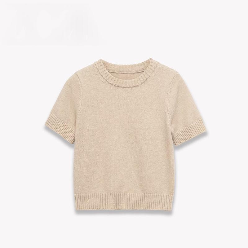 Womens Round-neck Simple Casual Knit Sweater