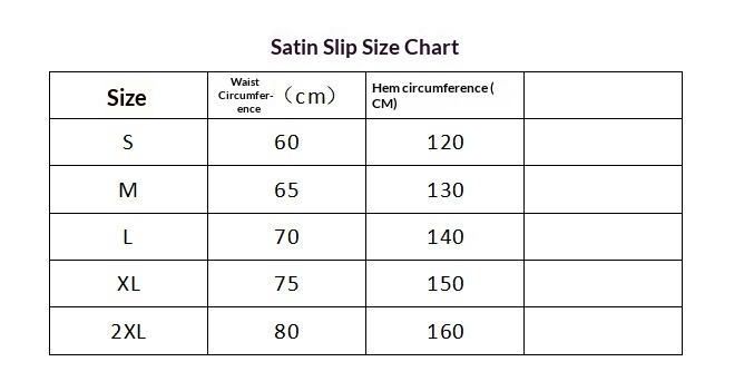 Size chart - Satin Lace-Lined A-Line Midi Skirt for Women