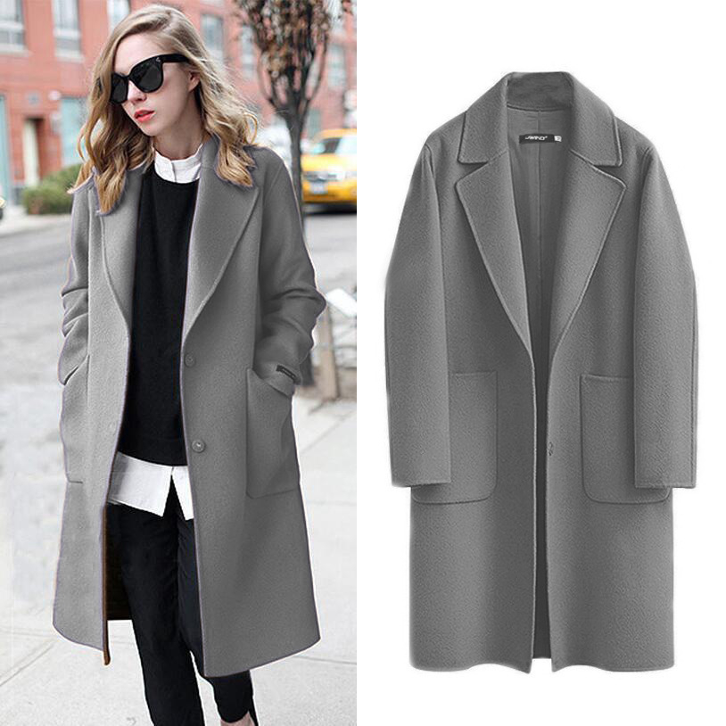 Long Loose-fitting Wool Coat For Women Wool Outerwear