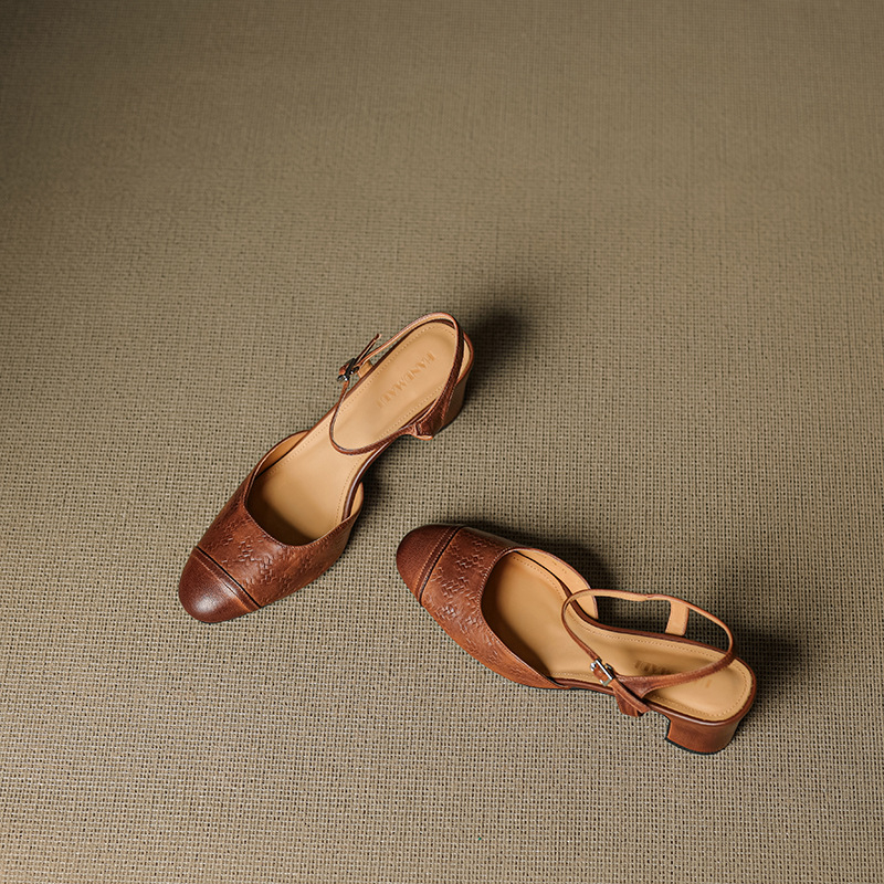 Leather Peep-Toe Slingback Heels, picture 5 of 5
