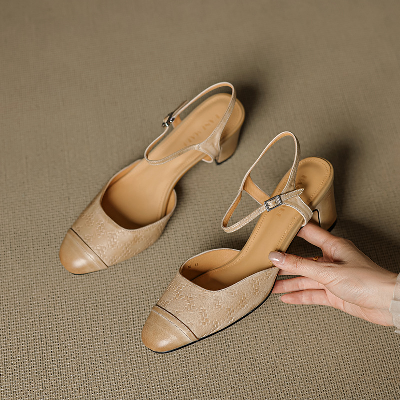 Leather Peep-Toe Slingback Heels, picture 3 of 5