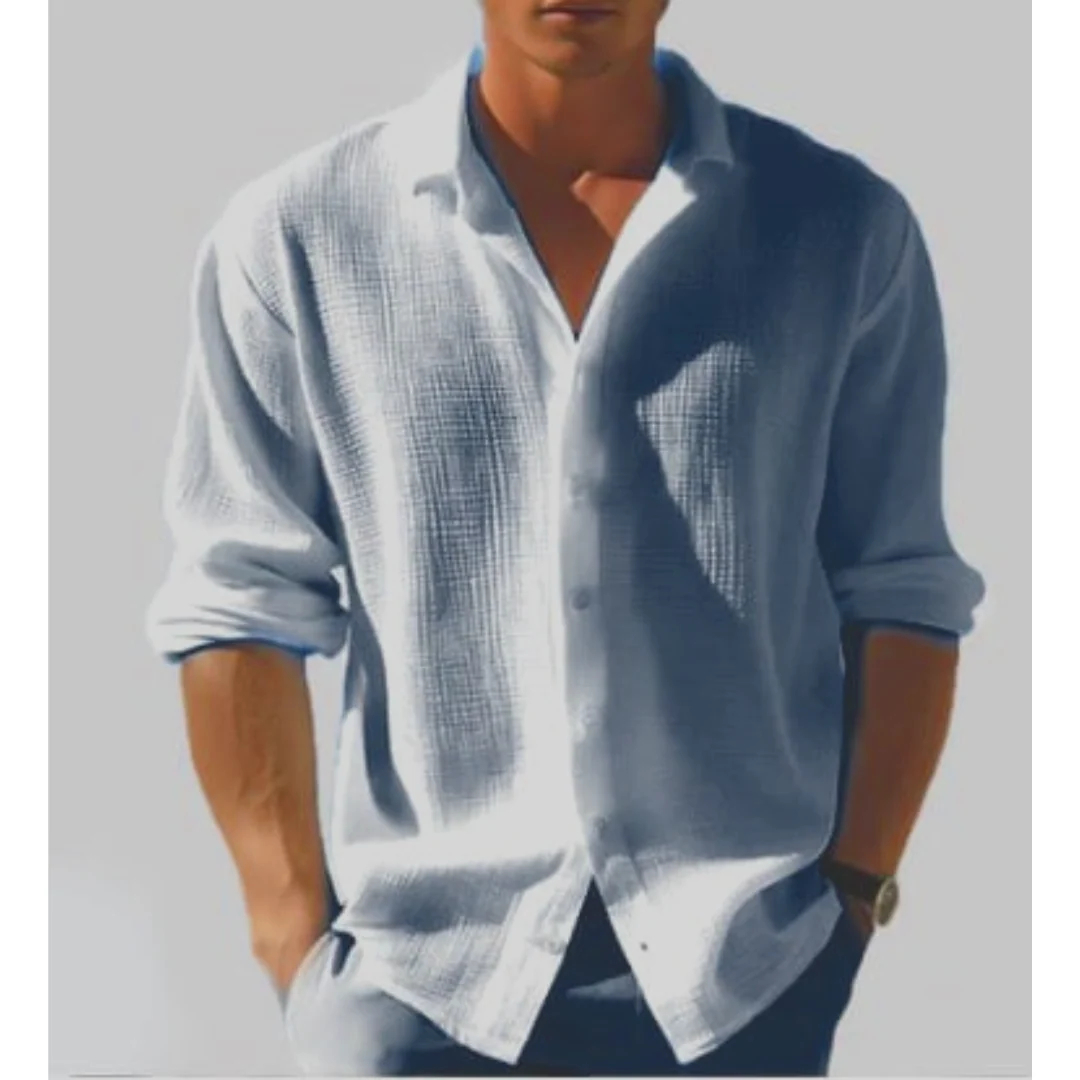 Men's Lapel Long Sleeve Shirt Fashion Solid Single Breasted Tops Fall Spring Clothing — image 9 of 15